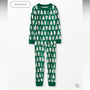 Hanna Andersson Green and White Tree Print Pajama Set - Size 10